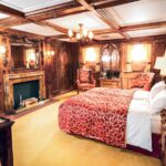 Grand cabin with wood walls and fittings. Atlantic cruise